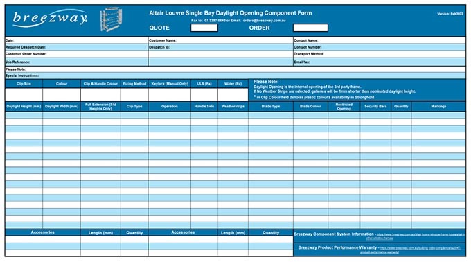 Product Update from Breezway -Example form